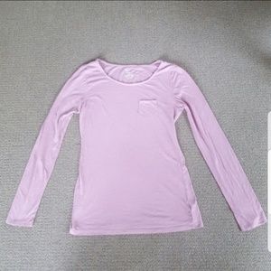 Gap Pink Long Sleeve Cotton Pocket Fitted T-Shirt